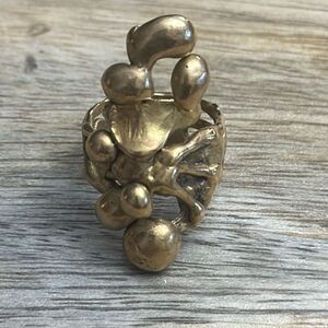Vintage Brutalist Brass Ring Size 5.5